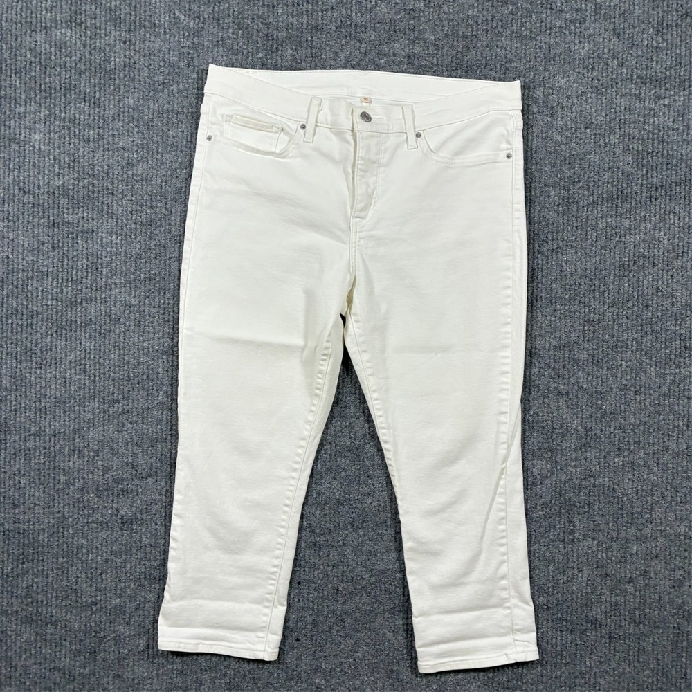Levi's Womens Capri Jeans Size 32 White Denim Classic Stretch Mid Rise